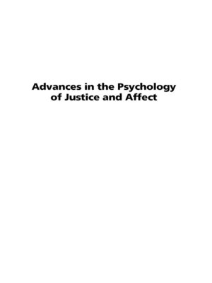 cover image of Advances in the Psychology of Justice and Affect